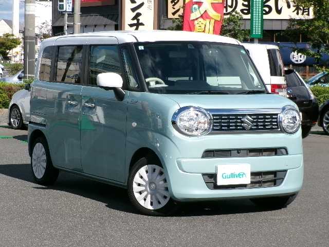 スズキ ワゴンＲ スマイル HYBRID S 岡山県 2021(令3)年 2.9万km オフブルーメタリック/ホワイト2トーン 【SUZUKI Safety Support  】/・デュアルカメラブレーキサポート/・誤発進抑制機能/・車線逸脱警報機能/・ふらつき警報機能/・先行車発進お知らせ機能/・ハイビームアシスト/・標識認識機能/・後退時ブレーキサポート/・後方誤発進抑制機能/・リヤパーキングセンサー/・全方位モニター/純正メモリーナビ/フルセグテレビ/フロント・サイド・バックカメラ/DVD再生可能/Bluetooth/USB/スマートキー2個/運転席シートヒーター/両側パワースライドドア/社外フロアマット/社外ドライブレコーダー（フロント・リア）/リアソナー/オートライト