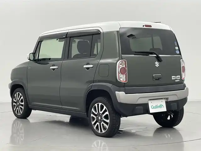スズキ ハスラー Jスタイル Ⅱ ターボ 熊本県 2017(平29)年 3.4万km クールカーキパールメタリック/ホワイト2トーンルーフ 社外ナビ(KXM-E502W)/(CD・DVD/Bluetooth/TV)/純正ビルトインETC/ステアリングスイッチ/衝突被害軽減ブレーキ/レーンキープアシスト/アイドリングストップ/助手席下収納/MTモード付AT/パドルシフト/純正15インチアルミホイール/ハーフレザーシート/シートヒーター/純正フロアマット/キセノンヘッドライト/プッシュスタート/スマートキー/スペアキー