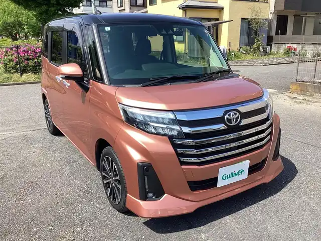 トヨタ ルーミー カスタムG－T 神奈川県 2021(令3)年 0.8万km ブラックマイカメタリック/ブリリアントカッパークリスタルマイカ 2トーン 純正９インチナビ、TV/バックモニタ/ETC/ドライブレコーダー(CS-91FH)/スマートアシスト/LEDヘッドランプ/スマートキー