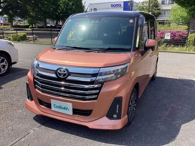 トヨタ ルーミー カスタムG－T 神奈川県 2021(令3)年 0.8万km ブラックマイカメタリック/ブリリアントカッパークリスタルマイカ 2トーン 純正９インチナビ、TV/バックモニタ/ETC/ドライブレコーダー(CS-91FH)/スマートアシスト/LEDヘッドランプ/スマートキー