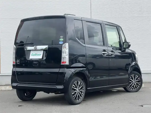 ホンダ Ｎ ＢＯＸ G Lパッケージ 秋田県 2016(平28)年 9.6万km スマートブラック ４WD/衝突軽減システム/片側パワスラ/純正ナビ/フルセグ/バックカメラ/社外アルミ/スマートキー/アイドリングストップ/プッシュスタート/前席シートヒーター/ステアリングスイッチ/ETC/純正エンジンスターター/社外フロアマット/オートライト/オートエアコン/パワーステアリング/パワーウィンドウ/横滑り防止/盗難防止装置/寒冷地仕様/レベライザー/電動格納ウィンカーミラー/保証書/取扱説明書/記録簿