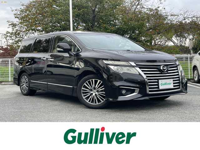 日産 エルグランド 250ハイウェイスターS 静岡県 2019(令1)年 16.5万km ファントムブラック エマージェンシーブレーキ　/LDW /レーダークルコン  /コーナーセンサー　/両側パワスラ　/半革シート　/ディスプレイオーディオ （FH-9400DVS）/Bカメラ　　/オートライト  /ウィンカーミラー  /純正18インチAW /社外前後ドラレコ /ETC/スペアキー /保証書/取説