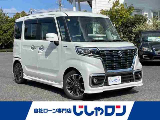 スズキ スペーシア カスタム HYBRID XS ターボ 愛知県 2018(平30)年 11万km ピュアホワイトP (株)IDOMが運営する【じしゃロン名古屋鳴海店】の自社ローン専用車両になりますこちらは現金またはオートローンご利用時の価格です。自社ローンご希望の方は別途その旨お申付け下さい/衝突軽減ブレーキ/レーンキープアシスト /SDナビ/フルセグTV/360°カメラ/両側パワースライドドア/スマートキー/ヘッドアップディスプレイ/ETC/純正15インチAW