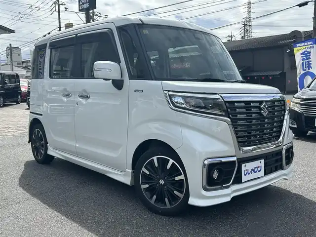 スズキ スペーシア カスタム HYBRID XS ターボ 愛知県 2018(平30)年 11万km ピュアホワイトP (株)IDOMが運営する【じしゃロン名古屋鳴海店】の自社ローン専用車両になりますこちらは現金またはオートローンご利用時の価格です。自社ローンご希望の方は別途その旨お申付け下さい/衝突軽減ブレーキ/レーンキープアシスト /SDナビ/フルセグTV/360°カメラ/両側パワースライドドア/スマートキー/ヘッドアップディスプレイ/ETC/純正15インチAW