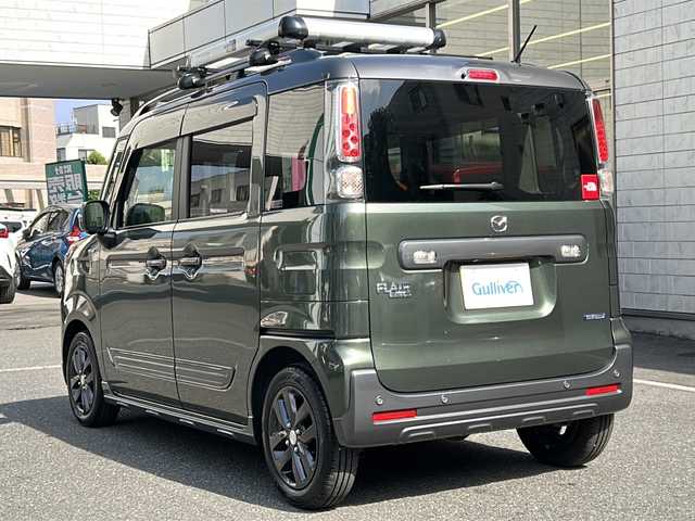 マツダ フレアワゴンタフスタイル ハイブリッドXT 埼玉県 2023(令5)年 0.6万km Ｄグリーン 登録時5950km/ワンオーナー/横滑り防止機能/衝突軽減システム/レーンキープアシスト/純正ナビTV (CN-FZ886)/フルセグ.Bluetooth/ビルトインETC/全方位カメラ/バックカメラ/両側パワースライドドア/クルーズコントロール/シートヒーター(D.N席）/ヘッドアップディスプレイ/純正ドアバイザー/純正14インチAW/純正ルーフレール/社外ルーフキャリア/LEDヘッドライト/パドルシフト/オートマチックハイビーム/ドライブレコーダー/ステアリングスイッチ/スマートキー/プッシュスタート/スマートキー×2/取説＆保証書