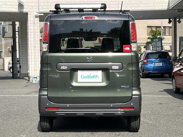 マツダ フレアワゴンタフスタイル ハイブリッドXT 埼玉県 2023(令5)年 0.6万km Ｄグリーン 登録時5950km/ワンオーナー/横滑り防止機能/衝突軽減システム/レーンキープアシスト/純正ナビTV (CN-FZ886)/フルセグ.Bluetooth/ビルトインETC/全方位カメラ/バックカメラ/両側パワースライドドア/クルーズコントロール/シートヒーター(D.N席）/ヘッドアップディスプレイ/純正ドアバイザー/純正14インチAW/純正ルーフレール/社外ルーフキャリア/LEDヘッドライト/パドルシフト/オートマチックハイビーム/ドライブレコーダー/ステアリングスイッチ/スマートキー/プッシュスタート/スマートキー×2/取説＆保証書