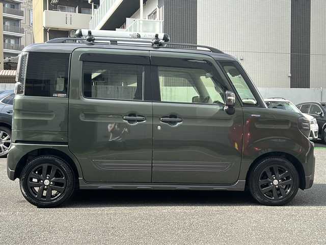 マツダ フレアワゴンタフスタイル ハイブリッドXT 埼玉県 2023(令5)年 0.6万km Ｄグリーン 登録時5950km/ワンオーナー/横滑り防止機能/衝突軽減システム/レーンキープアシスト/純正ナビTV (CN-FZ886)/フルセグ.Bluetooth/ビルトインETC/全方位カメラ/バックカメラ/両側パワースライドドア/クルーズコントロール/シートヒーター(D.N席）/ヘッドアップディスプレイ/純正ドアバイザー/純正14インチAW/純正ルーフレール/社外ルーフキャリア/LEDヘッドライト/パドルシフト/オートマチックハイビーム/ドライブレコーダー/ステアリングスイッチ/スマートキー/プッシュスタート/スマートキー×2/取説＆保証書