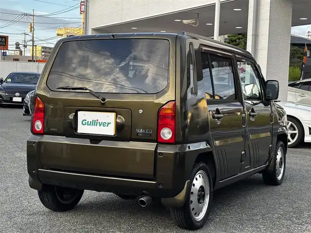 ダイハツ ネイキッド ターボ Gパッケージ 熊本県 2000(平12)年 8.7万km ダークオリーブマイカ ターボ/4WD/社外オーディオ/【Bluetooth/CD/AM/FM/AUX】/ポータブルナビ（CN-G1400VD）/ETC/革調シートカバー/14インチアルミホイール/純正フロアマット/ドアバイザー/リモコンキー