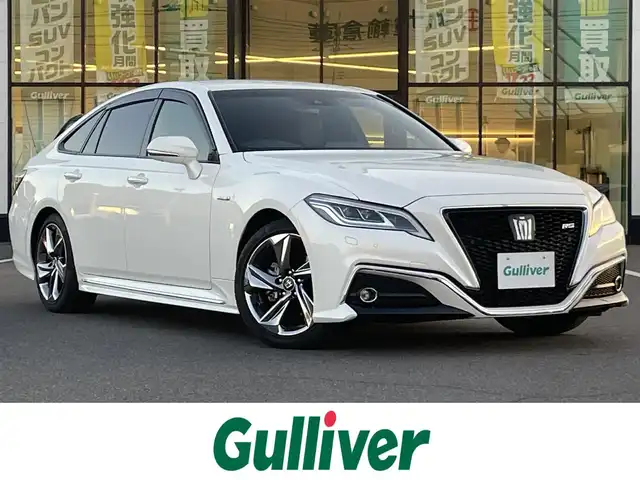トヨタ クラウン ハイブリッド RS アドバンス 岡山県 2019(平31)年 9.9万km ホワイトパールクリスタルシャイン 登録時走行距離98483km/純正ナビ/フルセグTV(AM/FM/CD/DVD/Bluetooth)/バックカメラ/ビルトインETC/ヘッドアップディスプレイ/ドライブレコーダー/トヨタセーフティセンス/・ブラインドスポットモニター/・レーダークルーズコントロール/・オートマチックハイビーム/・プリクラッシュセーフティ/・レーンディバーチャーアラート/横滑り防止装置/オートブレーキホールド/D/N席パワーシート/D/N席シートヒーター/ステアリングヒーター/ハーフレザーシート/シートメモリー/フロアマット/18インチ純正AW