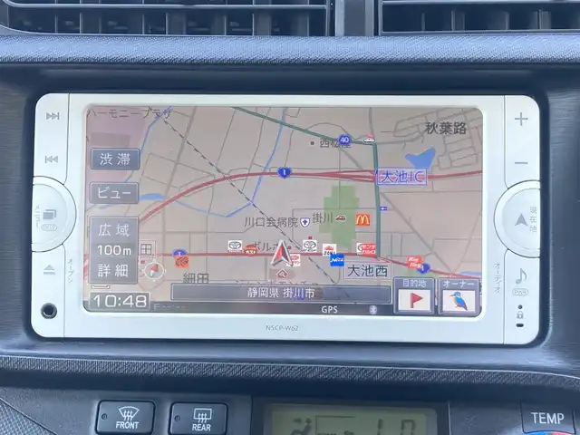 トヨタ アクア G 静岡県 2013(平25)年 7.6万km スーパーレッドⅤ 純正メモリーナビ(NSCP-W62)/　AM FM CD Bluetooth ワンセグ/LEDオートヘッドランプ/革巻きステアリング/ステアリングスイッチ/スマートキー＆プッシュスタート/社外16インチアルミホイール/ECO/EV MODE/スポーツペダル/純正ラゲッジマット/純正フロアマット/レザー調シートカバー/ワンオーナー/ETC/バックモニター