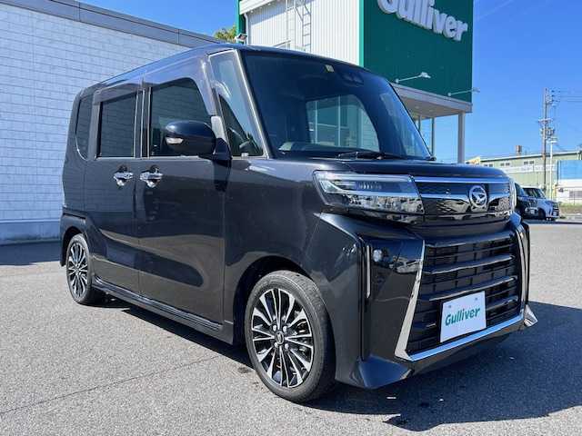ダイハツ タント カスタム RS 大阪府 2022(令4)年 4.2万km ブラックマイカメタリック 純正9インチディスプレイオーディオ/バックカメラ/衝突被害軽減システム/レーンキープアシスト/コーナーセンサー/シートヒーター/純正アルミホイール/純正フロアマット/両側パワースライドドア/ハーフレザー/アイドリングストップ/LEDヘッドライト/スマートキー/プッシュスタートボタン