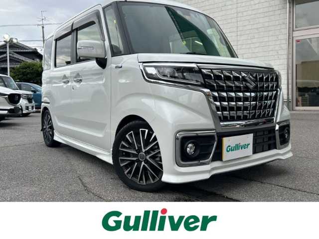 スズキ スペーシア カスタム HYBRID XS ターボ 愛知県 2022(令4)年 0.9万km ピュアホワイトP ターボ/バックカメラ　/両側パワースライド/ビルドインETC/ＨＵＤ/追従クルーズコントロール/前後社外ドライブレコーダー/後方コーナーセンサー/社外８インチナビ/SD/Bluetooth/DVD/フルセグTV/ローダウン/ベンチシート/シートヒーターD席/純正フロアマット/社外アルミホイール/カーテンエアバック/ABS/横滑り防止装置/レーンキープアシスト/衝突被害軽減システム/盗難防止装置/スマートキー/スペアキー/保証書/取扱説明書