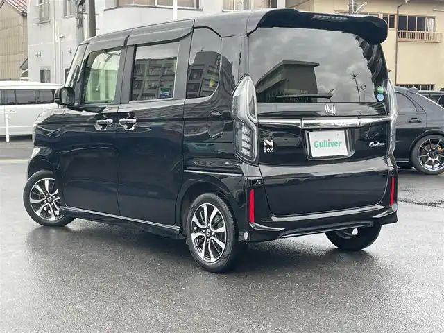 ホンダ Ｎ ＢＯＸ カスタム G L ホンダセンシング 島根県 2018(平30)年 1.1万km クリスタルブラックパール 社外SDナビ　/ワンセグTV　/ビルトインETC　/アダプティブクルーズコントロール　/衝突軽減システム　/レーンキープアシスト/革調シートカバー　　/パワースライドドア　/後方コーナーセンサー　/純正LEDライト　/純正フォグランプ/純正フロアマット/純正14インチアルミホイール/スペアキー