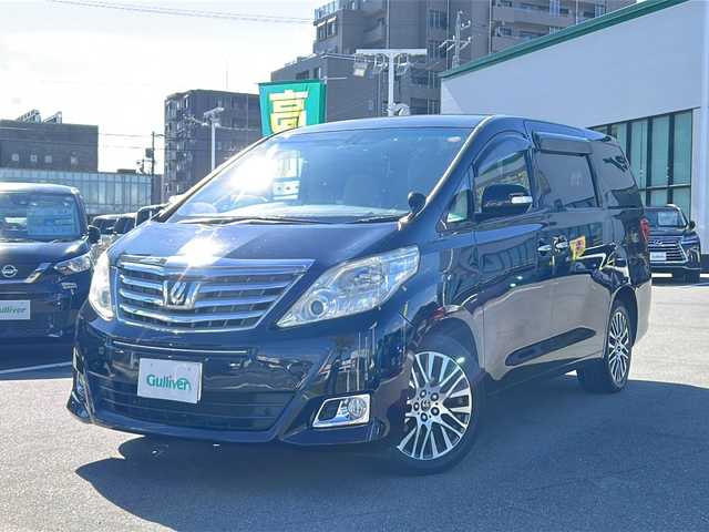 トヨタ アルファード 240G 長野県 2012(平24)年 11.5万km ブラック 禁煙車/4WD/社外ナビ（CD/DVD/フルセグTV）/バックカメラ/ビルトインETC/アルパインフリップダウンモニター/両側パワースライドドア/前席パワーシート（運転席メモリー機能付）/クルーズコントロール/ウッドコンビステアリング/ステアリングスイッチ/スマートキー/Pスタート/電動格納ミラー/純正18インチAW/純正フロアマット