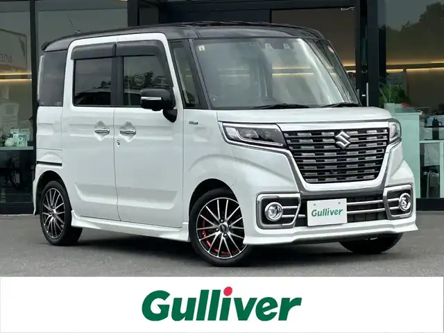 スズキ スペーシア カスタム HYBRID XS 栃木県 2020(令2)年 3.9万km ピュアホワイトパール/ブラック2トーン スズキセーフティサポート/純正9インチメモリナビ/フルセグTV/DVD/Bluetooth/USB/全方位カメラ/ビルトインETC/両側パワースライドドア/レーダークルーズコントロール/ヘッドアップディスプレイ/ハーフレザーシート/シートヒーター/LEDオートライト/フォグランプ/スマートキー×2/リアサーキュレーター/ロールサンシェード