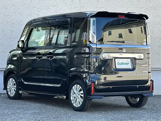 スズキ スペーシア カスタム HYBRID GS 大阪府 2021(令3)年 4.7万km ブルーイッシュブラックパール3 社外メモリナビ（MDV-D708BTW）/CD/DVD/フルセグTV/BT/iPod/USB/デュアルセンサーブレーキサポート/発進お知らせ機能/アダクティブクルーズコントロール/レーンキープアシスト/ハイビームアシスト/バックカメラ/コーナーセンサー/シートヒーター/リア席ロールサンシェード/USB充電ポート/オートライト/フロントフォグ/ETC/前後ドライブレコーダー/スペアキー