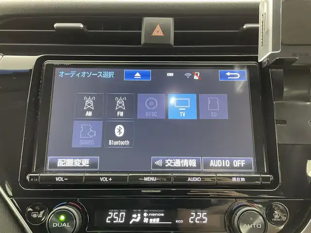 トヨタ カムリ G 千葉県 2018(平30)年 5.8万km アティチュードブラックマイカ 禁煙　純正９型ナビ　フロントカメラ　バックカメラ　ＥＴＣ　３６０°ドライブレコーダー　追従走行　ＭＴモード付ＡＴ　フルセグＴＶ　Ｂｌｕｅｔｏｏｔｈ　電動リアゲート　ＬＥＤヘッドライト　Ｄ席パワーシート