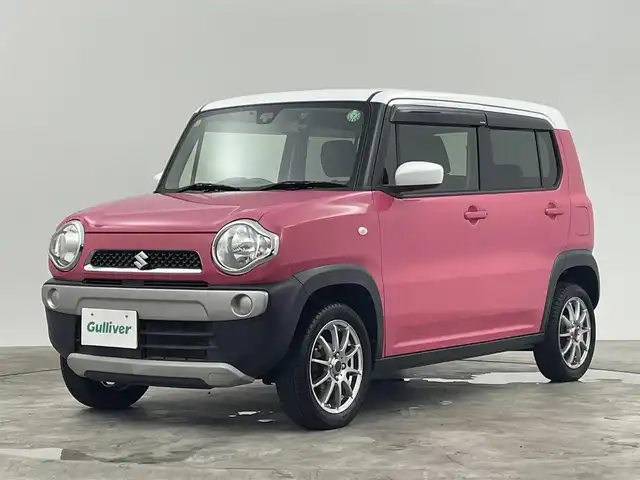 スズキ ハスラー G 群馬県 2016(平28)年 6.6万km キャンディピンクメタリック/ホワイト2トーンルーフ 衝突軽減　社外７型ナビ　４ＷＤ　ダウンヒルアシスト　アイドリングストップ　ドライブレコーダー　前席シートヒーター　社外１５インチアルミホイール　ＥＴＣ　ＡＢＳ　横滑り防止装置　プッシュスタート　禁煙車