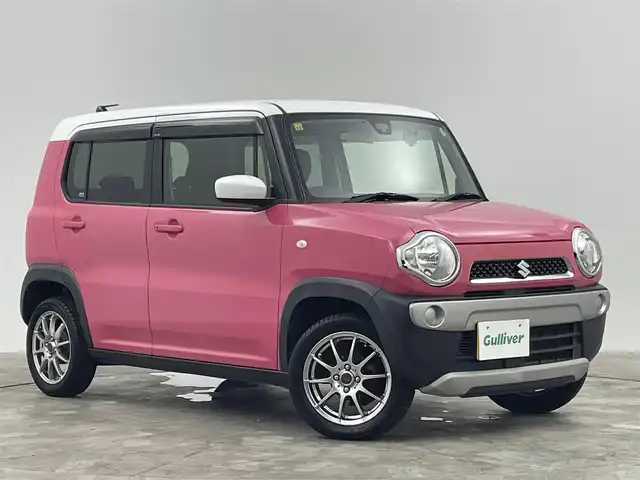 スズキ ハスラー G 群馬県 2016(平28)年 6.6万km キャンディピンクメタリック/ホワイト2トーンルーフ 衝突軽減　社外７型ナビ　４ＷＤ　ダウンヒルアシスト　アイドリングストップ　ドライブレコーダー　前席シートヒーター　社外１５インチアルミホイール　ＥＴＣ　ＡＢＳ　横滑り防止装置　プッシュスタート　禁煙車