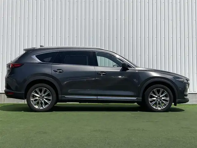 マツダ ＣＸ－８ XD Lパッケージ 香川県 2018(平30)年 4.3万km マシーングレープレミアムM 登録時走行距離：43035km/メーカー純正ナビ/　CD DVD BT フルセグTV/全方位カメラ/衝突被害軽減装置/レーンキープアシスト/レーダークルーズコントロール/クリアランスソナー/ブラインドスポットモニター/ヘッドアップディスプレイ/パワーバックドア/LEDヘッドライト/オートライト/フォグランプ/リアフォグ/こげ茶レザーシート/シートヒーター/パワーシート/シートメモリ/革巻きステアリング/ステアリングスイッチ/ステアリングヒーター/電子パーキングブレーキ/MTモード付AT/パドルシフト/アルミペダル/ETC/前後ドライブレコーダー/ロールサンシェード/プッシュスタート/スマートキー/スペアキー