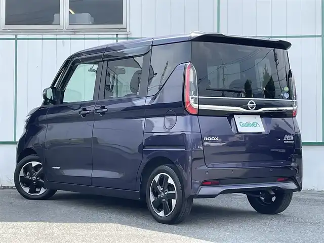 日産 ルークス ハイウェイスター X 山梨県 2020(令2)年 4.9万km アメジストパープル 純正9インチSDナビ(MM319D-L)/純正CD/DVD/Bluetooth接続/フルセグTV/アラウンドビューモニター/ETC/ドライブレコーダー/両側電動スライドドア/ステアリングスイッチ/サイドバイザー/スペアキー1本/取扱説明書/保証書