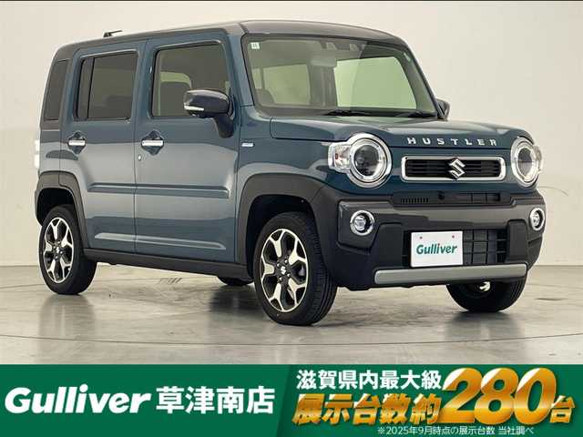 スズキ ハスラー HYBRID X 滋賀県 2024(令6)年 0.5万km デニムブルー ガンメタリック 2トーン 純正9型ナビ/（BT/CD/DVD/USB/AppleCarPlay/AndroidAuto/フルセグ）/全方位カメラ/シートヒーター/衝突被害軽減ブレーキ/レーダークルーズコントロール/レーンキープアシスト/アイドリングストップ/横滑り防止装置/ステアリングスイッチ/クリアランスソナー/オートライト/LEDヘッドライト