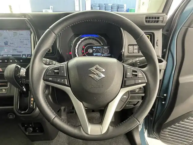 スズキ ハスラー HYBRID X 滋賀県 2024(令6)年 0.5万km デニムブルー ガンメタリック 2トーン 純正9型ナビ/（BT/CD/DVD/USB/AppleCarPlay/AndroidAuto/フルセグ）/全方位カメラ/シートヒーター/衝突被害軽減ブレーキ/レーダークルーズコントロール/レーンキープアシスト/アイドリングストップ/横滑り防止装置/ステアリングスイッチ/クリアランスソナー/オートライト/LEDヘッドライト