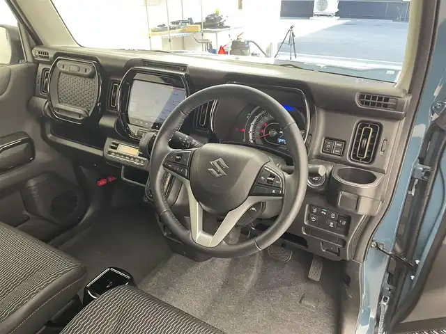 スズキ ハスラー HYBRID X 滋賀県 2024(令6)年 0.5万km デニムブルー ガンメタリック 2トーン 純正9型ナビ/（BT/CD/DVD/USB/AppleCarPlay/AndroidAuto/フルセグ）/全方位カメラ/シートヒーター/衝突被害軽減ブレーキ/レーダークルーズコントロール/レーンキープアシスト/アイドリングストップ/横滑り防止装置/ステアリングスイッチ/クリアランスソナー/オートライト/LEDヘッドライト