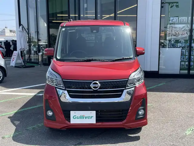 日産 デイズ ルークス ハイウェイスター Xターボ 長崎県 2019(令1)年 8.8万km スパークリングレッドM アラウンドビューカメラ/純正ナビ/（フルセグ・DVD・CD・SD・BT)/エマージェンシーブレーキ/アイドリングストップ/LEDヘッドライト/オートライト/左パワースライドドア/オートハイビーム/レーンキープアシスト/クリアランスソナー/アイドリングストップ/スマートキー/スペアキー/ステアリングスイッチ