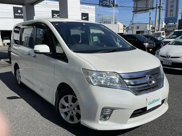 日産 セレナ ハイウェイスター Vセレクション 埼玉県 2012(平24)年 8.2万km ブリリアントホワイトパール 20周年記念特別仕様車/純正ナビ/フルセグTV/純正フリップダウンモニター/CD/DVD/Bluetooth/両側電動スライドドア/純正アルミホイール/クルーズコントロール/アイドリングストップ/スリップコントロール/スマートキー/スペアキー/プッシュスタート /フロアマット/ドアバイザー/バックカメラ/ETC/取扱説明書