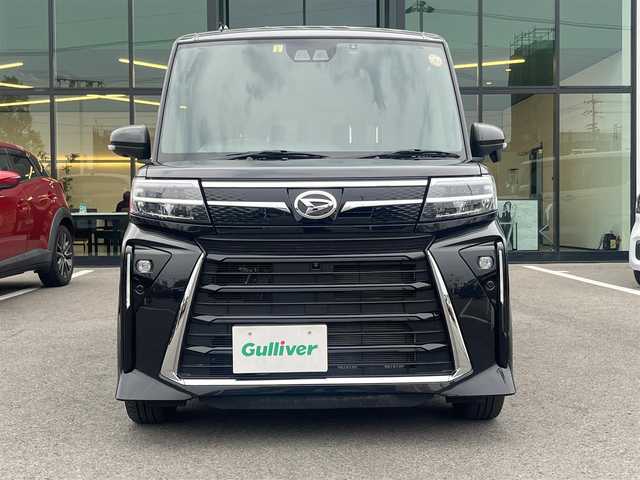 ダイハツ タント カスタム RS 愛媛県 2023(令5)年 1.7万km ブラックマイカメタリック 禁煙車/登録時走行距離：16875km/純正ディスプレイオーディオ（AM/FM/USB/フルセグTV/Bluetooth）/全方位カメラ/バックカメラ/ETC/衝突被害軽減システム/コーナーセンサー/レーンキープアシスト/横滑り防止装置/レーダークルーズコントロール/LEDヘッドライト/オートライト/ハーフレザーシート/前席シートヒーター/両側パワースライドドア/エンジンスタートボタン/スマートキー/純正フロアマット/純正アルミホイール
