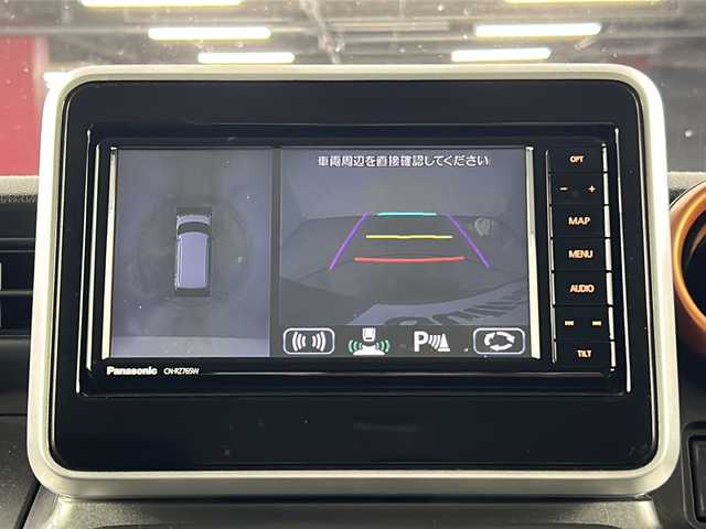 スズキ スペーシア ギア HYBRID XZターボ 愛知県 2021(令3)年 5.5万km オフブルーメタリック/ガンメタリック2トーンルーフ 純正7インチSDナビゲーション/（CD/DVD/フルセグTV/Bluetooth)/全方位カメラ/AC100V電源/ビルトインETC/スズキセーフティサポート/・レーンキープアシスト/・オートマチックハイビーム/・追従式クルーズコントロール/・衝突軽減ブレーキ/パドルシフト/ステアリングリモコン/両側パワースライドドア/アイドリングストップ/横滑り防止装置/LEDヘッドライト/オートライト/ヘッドアップディスプレイ/ルーフレール/純正ゴムマット/ウィンカーミラー/電動格納ミラー/スマートキー/エンジンプッシュスタート/ドアバイザー
