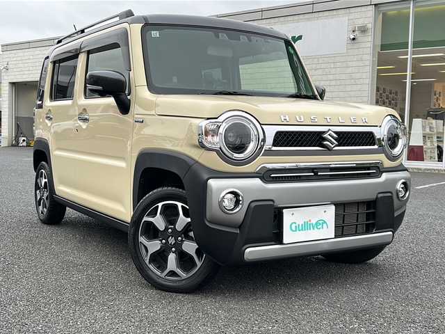 スズキ ハスラー Jスタイル ターボ 千葉県 2021(令3)年 3.4万km シフォンアイボリーメタリック/ガンメタリック2トーン 4WD/ワンオーナー/純正９インチナビ/フルセグTV/CD/DVD/Bluetooth/SD/アラウンドビューカメラ/バックカメラ/後席リアモニター×2/シートヒーターD/N席/衝突軽減ブレーキ/追従式クルーズコントロール/レーンキープアシスト/車線逸脱警報/リアパーキングセンサー/アイドリングストップ/横滑り防止/ダウンヒルアシスト/ヒルディセントコントロール/本革巻きステアリング/ステアリングスイッチ/パドルシフト/LEDヘッドライト/オートライト/フォグライト/スマートキー/エンジンプッシュスタート/前後ドラレコ（ZDR016）/ラバーフロアマット/スペアキー/保証書/取扱説明書