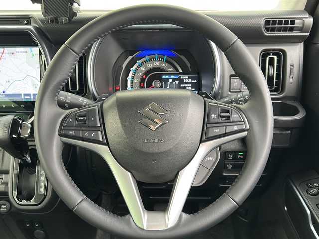 スズキ ハスラー Jスタイル ターボ 千葉県 2021(令3)年 3.4万km シフォンアイボリーメタリック/ガンメタリック2トーン 4WD/ワンオーナー/純正９インチナビ/フルセグTV/CD/DVD/Bluetooth/SD/アラウンドビューカメラ/バックカメラ/後席リアモニター×2/シートヒーターD/N席/衝突軽減ブレーキ/追従式クルーズコントロール/レーンキープアシスト/車線逸脱警報/リアパーキングセンサー/アイドリングストップ/横滑り防止/ダウンヒルアシスト/ヒルディセントコントロール/本革巻きステアリング/ステアリングスイッチ/パドルシフト/LEDヘッドライト/オートライト/フォグライト/スマートキー/エンジンプッシュスタート/前後ドラレコ（ZDR016）/ラバーフロアマット/スペアキー/保証書/取扱説明書