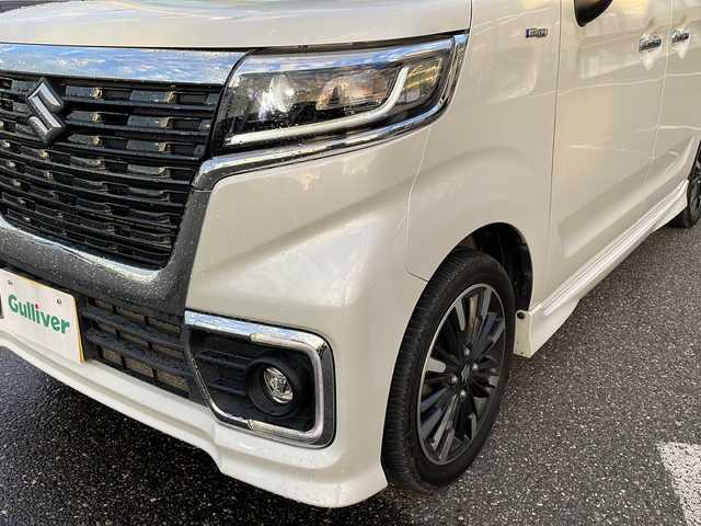 スズキ スペーシア カスタム HYBRID XS 新潟県 2021(令3)年 6.4万km ピュアホワイトP ４ＷＤ/社外メモリーナビ：AVIC-RW81/バックカメラ/両側パワースライドドア/レーダークルーズコントロール/レーンキープアシスト/衝突軽減システム/ハーフレザー/前席シートヒーター/ＥＴＣ/純正アルミホイール