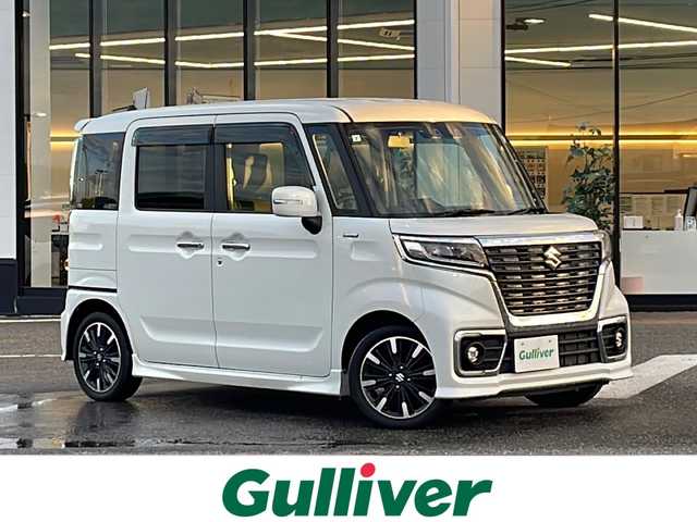 スズキ スペーシア カスタム HYBRID XS 新潟県 2021(令3)年 6.4万km ピュアホワイトP ４ＷＤ/社外メモリーナビ：AVIC-RW81/バックカメラ/両側パワースライドドア/レーダークルーズコントロール/レーンキープアシスト/衝突軽減システム/ハーフレザー/前席シートヒーター/ＥＴＣ/純正アルミホイール