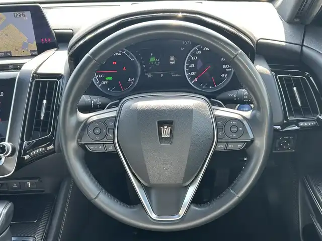 トヨタ クラウン ハイブリッド RS アドバンス 愛媛県 2020(令2)年 8.1万km プレシャスガレナ 登録時走行距離：80891km/メーカーOP純正メモリナビ/社外前後ドラレコ/ビルトインETC/バックカメラ/追従クルコン/レーンキープアシスト/パーキングアシスト/衝突軽減システム/盗難防止装置/横滑り防止装置/サンルーフ/パワーシート/シートメモリー/シートヒーター/エアシート/パワーシート/LEDヘッドライト/オートライト/オートハイビーム/フォグランプ/エンジンスタートボタン/スマートキー/スペアキー1本/純正アルミホイール/純正フロアマット