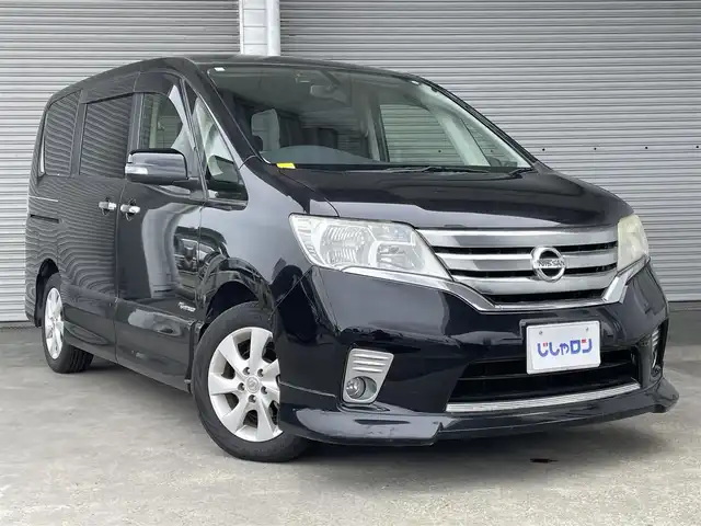 日産 セレナ ハイウェイスター S HV Vエアロ 茨城県 2013(平25)年 8.7万km スーパーブラック (株)IDOMが運営する【じしゃロン水戸店】の自社ローン専用車両になりますこちらは現金またはオートローンご利用時の価格です。自社ローンご希望の方は別途その旨お申付け下さい/純正ナビ(MM113D-W)/バックカメラ/ガラスルーフ/片側パワースライドドア/スタート/16インチアルミホイール/純正フロアマット/ETC