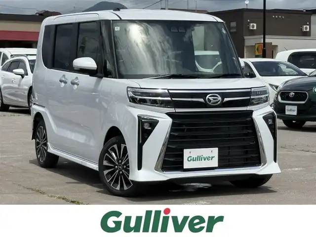 ダイハツ タント カスタム RS 道南・函館 2024(令6)年 0.4万km シャイニングホワイトパール ・純正メモリナビ/・フルセグＴＶ/・HDMI/・衝突被害軽減ブレーキ/・全周囲カメラ/・パーキングソナー/・ドライブレコーダー/・ハーフレザーシート/・前席シートヒーター/・両側パワースライドドア/・LEDヘッドライト/・オートマチックハイビーム/・オートライト/・シートバックテーブル