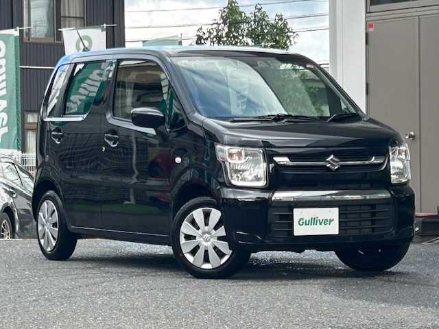 スズキ ワゴンＲ FX 宮城県 2024(令6)年 1.3万km ブルーイッシュブラックパール3 ワンオーナー/4WD/社外SDナビ/DVD/CD/BT/USB/フルセグTV/前席シートヒーター/コーナーセンサー/ETC/オートライト/衝突軽減システム/レーンキープアシスト/横滑り防止装置/エンジンプッシュスタート/スマートキー/スペアキー/保証書/取扱説明書/スチールホイール付き夏タイヤ/（155/65/R14）
