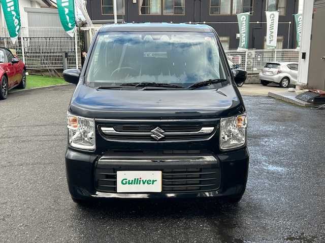 スズキ ワゴンＲ FX 宮城県 2024(令6)年 1.3万km ブルーイッシュブラックパール3 ワンオーナー/4WD/社外SDナビ/DVD/CD/BT/USB/フルセグTV/前席シートヒーター/コーナーセンサー/ETC/オートライト/衝突軽減システム/レーンキープアシスト/横滑り防止装置/エンジンプッシュスタート/スマートキー/スペアキー/保証書/取扱説明書/スチールホイール付き夏タイヤ/（155/65/R14）