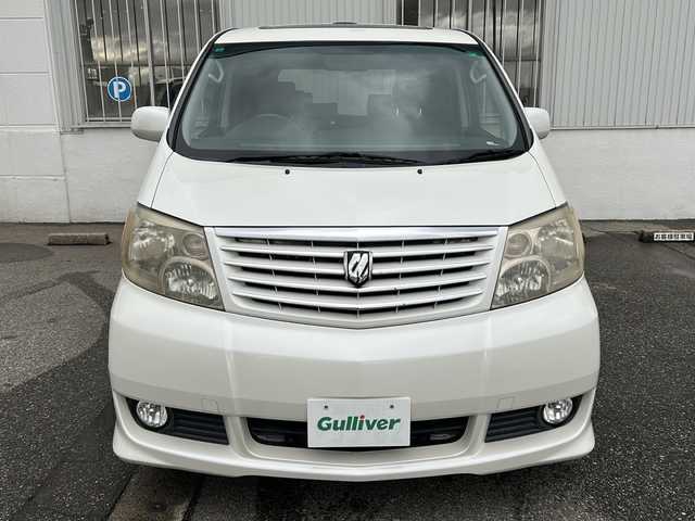 トヨタ アルファード Ｖ AS プレミアム アルカンターラ 富山県 2004(平16)年 12.1万km ホワイトパールマイカ ツインサンルーフ/両側パワースライドドア/純正HDDナビ(NHDT-W54V)/DVD再生/バックカメラ/ETC/純正17インチAW/後席モニター(V7T-R54)/電格ドアミラー/キーレスエントリー/HIDヘッドライト/フォグ/純正フロアマット/皮巻きステアリング/純正ドアバイザー/ISOFIX対応/ステアリングスイッチ/バニティミラー(D/N)/保証書・スペアキー×２