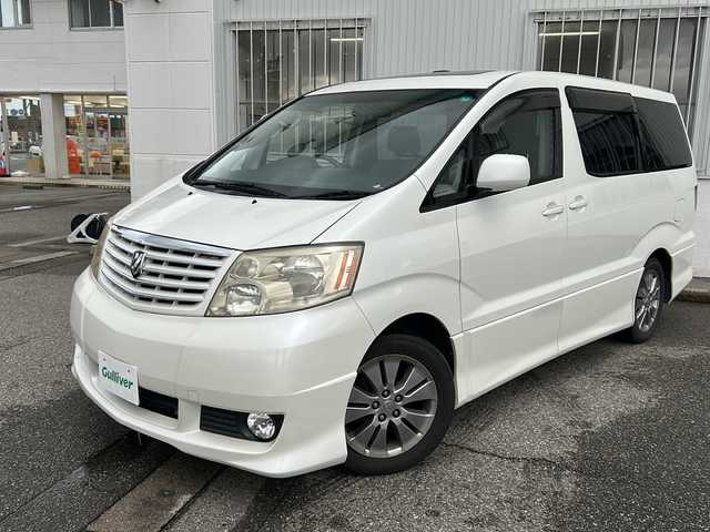 トヨタ アルファード Ｖ AS プレミアム アルカンターラ 富山県 2004(平16)年 12.1万km ホワイトパールマイカ ツインサンルーフ/両側パワースライドドア/純正HDDナビ(NHDT-W54V)/DVD再生/バックカメラ/ETC/純正17インチAW/後席モニター(V7T-R54)/電格ドアミラー/キーレスエントリー/HIDヘッドライト/フォグ/純正フロアマット/皮巻きステアリング/純正ドアバイザー/ISOFIX対応/ステアリングスイッチ/バニティミラー(D/N)/保証書・スペアキー×２