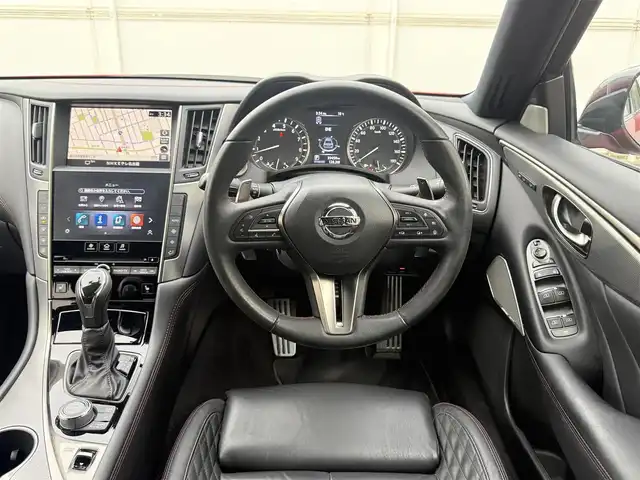 日産 スカイライン 400R 愛知県 2019(令1)年 4万km カーマインレッド /禁煙//ワンオーナー//BOSEサウンド//メーカーナビ//フルセグ//TVキャンセラー//CD/DVD/BT/SD/USB/iPod/AM/FM//AppleCarPlay/AndroidAuto//アラウンドビューモニター//ドライブレコーダー//ビルトインETC//純正19AW//黒革//メモリ付きパワーシート//シートヒーター//オートリトラウィンカーミラー//LEDオートライト/フォグランプ//革巻きステアリング//ステアリングスイッチ//パドルシフト//コーナーセンサー//エマージェンシーブレーキ//LDW/BSI/BSM//レーダークルーズコントロール//スマートキー//プッシュスタート//純正フロアマット//保証書//取扱説明書//ディーラー記録簿//スペアキー