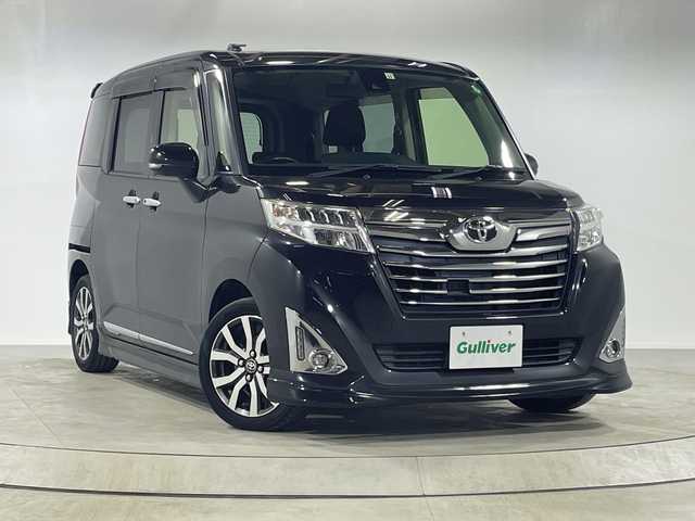 トヨタ ルーミー カスタムG－T 神奈川県 2017(平29)年 7.4万km ブラックマイカメタリック 純正9インチナビ/スマートアシスト2/衝突被害軽減システム/バックカメラ/クルーズコントロール/フリップダウンモニター/両側パワースライドドア/横滑り防止装置/ETC/アイドリングストップ/LEDヘッドライト/フォグランプ/オートライト/ウィンカーミラー/電動格納ミラー/純正15インチAW/シートリフター/プッシュスタート/スマートキー/フロアマット/衝突回避支援ブレーキ機能/衝突警報機能/車線逸脱警報機能/誤発進抑制制御機能/先行者発進お知らせ機能