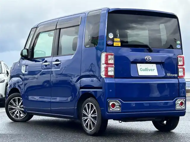 ダイハツ ウェイク G ターボ SA Ⅱ 島根県 2017(平29)年 5.2万km ブルーメタリック 登録時走行距離51966km/ワンオーナー/純正ナビ(Bluetooth・AM・FM・CD・DVD)/フルセグテレビ/バックカメラ/両側パワースライドドア/純正ドライブレコーダー/純正フロアマット/純正14インチアルミホイール/コーナーセンサー/レーンキープアシスト/衝突被害軽減ブレーキ/アイドリングストップ/横滑り防止装置/LEDヘッドライト/フォグランプ/オートライト/ロールサンシェード/ドアバイザー/プッシュスタート/スマートキー(スペアキー×1)/禁煙車