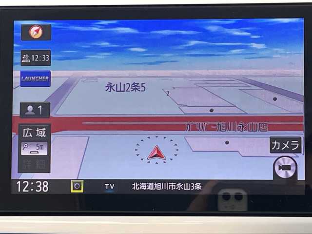 ダイハツ ムーヴ キャンバス G メイクアップ リミテッド　SAⅢ 道北・旭川 2019(令1)年 0.9万km パールホワイトⅢ/ファインミントメタリック 2トーン /4WD//禁煙車//純正ナビ/CD/DVD/BT/フルセグ/SD/HDMI//パノラミックビューモニター//両側パワースライドドア//アイドリングストップ//オートライト//スマートアシスト3/衝突軽減ブレーキ/誤発進抑制機能/対自転車・歩行者警報ブレーキ/オートハイビーム/前方発進お知らせ機能//ETC//ナビ連動ドライブレコーダー//横滑り防止//LEDヘッドライト//ステアリングスイッチ//純正フロアマット//ドアバイザー//保証書//スペアキー