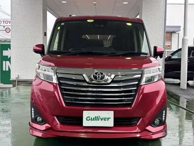 トヨタ ルーミー カスタムG 熊本県 2019(平31)年 7.5万km マゼンタベリーマイカM ワンオーナー/純正フロントエアロ/社外ナビ（CN-RS02WD）/【フルセグTV/CD/DVD/Bluetooth/ラジオ】/バックカメラ/両側パワースライドドア/クルーズコントロール/コーナーセンサー/プリクラッシュセーフティ/車線逸脱警報/先行車発進お知らせ機能/純正14インチAW/ビルトインETC/アイドリングストップ/横滑り防止機能/オートハイビーム/オートライト/LEDヘッドライト/革巻きステアリング/ステアリングスイッチ/純正フロアマット/純正ドアバイザー/保証書/取扱説明書