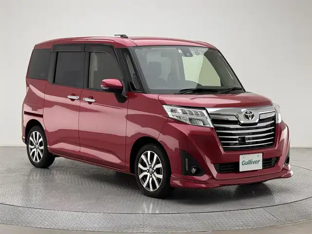 トヨタ ルーミー カスタムG－T 兵庫県 2018(平30)年 3.5万km マゼンタベリーマイカM 純正9インチSDナビ/（CD/DVD/MSV/Bluetooth/フルセグTV）/・NSZT-Y66T/バックカメラ/横滑り防止装置/LKA/レーンディパーチャーアラート/クルーズコントロール/プリクラッシュセーフティー/後方コーナーセンサー/両側パワースライドドア/LEDヘッドライト/LEDフォグランプ/オートライト/ビルトインETC/ほし前方ドライブレコーダー/純正15インチアルミホイール/純正フロアマット/スマートキー/アイドリングストップ/スペアキー1本