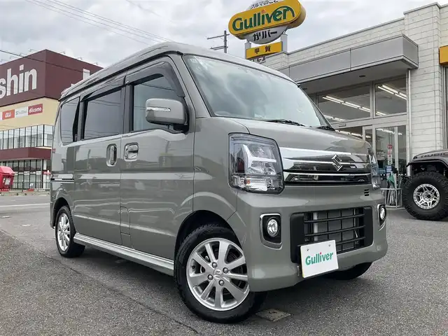 スズキ エブリィ ワゴン PZターボ スペシャル 滋賀県 2024(令6)年 0.7万km モスグレーメタリック 4WD ターボ車/車検9年11月まで/カロッツェリア8インチメモリナビ/　フルセグテレビ　Bluetooth対応/　DVD再生機能/バックカメラ/純正LEDヘッドライト/オートステップ/両側パワースライドドア/純正14インチアルミホイール/運転席シートヒーター/アイドリングストップ/プッシュスタート/ETC/保証書/取扱説明書